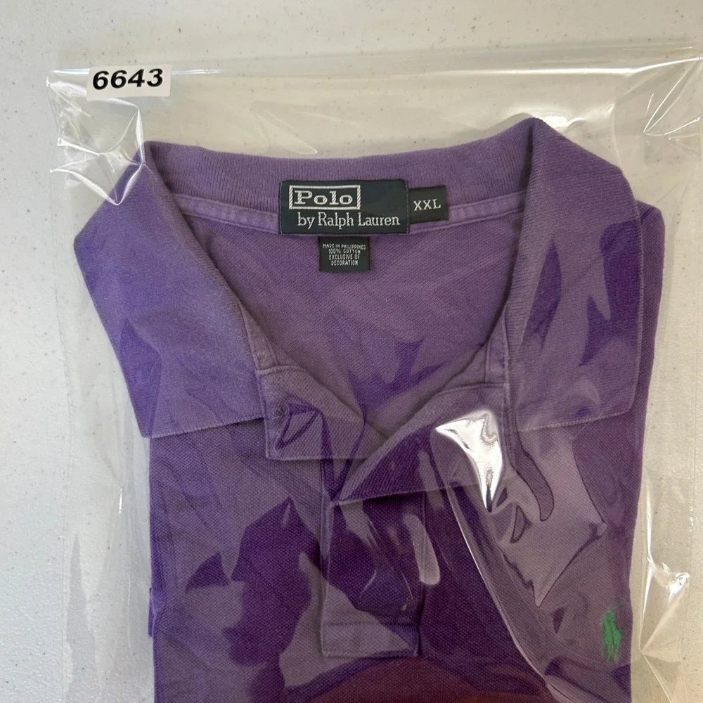 Polo Ralph Lauren Mens XXL Purple Short Sleeve Pique Cotton Pony Logo Polo Shirt